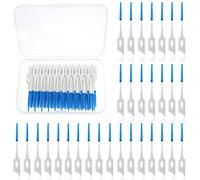 Ouligay 100pcs Dual-Use Interdental Silicone Dental Floss Brush Blue Floss Brushes Braces Disposable Floss Toothpick Dental Tooth Flossing Brushes for Teeth for Braces Oral Cleaning