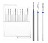 Ouligay 10pcs Cuticle Drill Bits for Nails, Professional Cuticle Bit Flame Bit for Nail Drill Set for Manicure Pedicure Clean Tool with Case