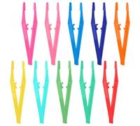 Ouligay 10PCS Plastic Tweezers for Crafting First Aid Tweezers Bead Tweezers Craft Tweezer for DIY Bead Jewelry Making Beading Project Baking Decoration Multicolored