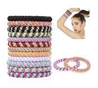 Ouligay 12 Pcs Elastic Hair Ties - No Damage Braided Cotton Ponytail Holders for Girls & Women with Thick or Curly Hair (Multiple Colors)