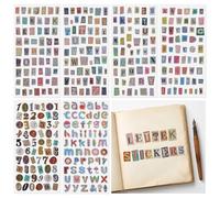 Ouligay 1388 PCS Vintage Scrapbook Letter Stickers 24 Sheets Graffiti Scrapbook Letters Cute Self Adhesive Small Alphabet and Number Stickers for Junk Journal DIY Art Album Paper Crafts
