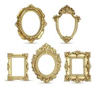 Ouligay 15 PCS Mini Gold Picture Frames Vintage Small Resin Photo Frame Sets, Antique Oval Rectangle Miniature Wall Hanging Display Frames for Jewelry DIY Home Decor