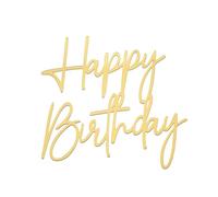 Ouligay 1PCS Happy Birthday Cake Topper Gold Acrylic Happy Birthday Cake Sign Cupcake Topper Party Decorations Supplies for Anniversary, Bridal Shower, Party Desserts Pastries Supplies