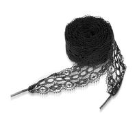 Ouligay 2 Pairs 3cm Wide Laces Shoelaces for Trainers Fancy Flat Trainer Shoe Laces Shoelace Black Hollow 47 Inch Long Shoe Strings Fat Shoestring for Adult Women Girls