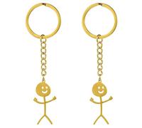 Ouligay 2 Pcs Funny Keychain for Women, Middle Finger Keyring, Stainless Steel Matching Fun Keychains, Cool Gifts for Men, Personalized Distance Friendship Gifts for Couple Friends Brothers(Gold)