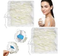 Ouligay 2 PCS Loofah Shower Puff Shower Sponge Shower Scrunchie 2 in 1 Washcloth Combo Soap Loofah Pouch with Drawstring Exfoliating Bath Sponges Soap Saver for Cleansing and Smoothing Skin