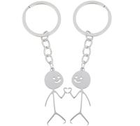 Ouligay 2 Pcs Stainless Steel Funny Keychain,Stickman Love Matching Keychains for Couples,Couple Keychain,Best Friend Keychains,Fun Keyring,Long Distance Friendship Gifts for Couple Friends Brothers