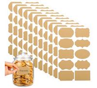 Ouligay 200 Pieces Gift Labels for Jars Kraftpaper Self-Adhesive Labels Gift Tags Stickers Present Tags Blank Removable Stickers for Essential Oil Bottles,Jars,Christmas Presents,DIY Decoration Craft