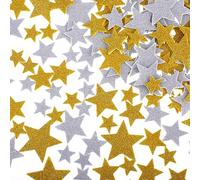 Ouligay 200pcs Glitter Star Foam Stickers Self Adhesive Foam Star Stickers Graduation Decoration Stars Shapes Sparkly Sticker for Crafts Card Making DIY Scrapbooking Scrapbook Art Gold Silver