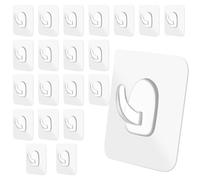 Ouligay 20PCS Stick on Hooks Heavy Duty Plastic Hooks Self Adhesive Clear Sticky Hooks Extra Strong for Bathroom, Kitchen, Office and Glass Windows Hanging Coat Cloth Towel Key Decorations