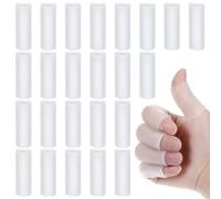 Ouligay 24 Pcs Silicone Finger Protectors,Transparent Finger Sleeves,Soft Finger Covers,Reusable Finger Cot to Protects Knuckles, Relieves Painful Cracks, and Reduces Friction and Calluses(Both Ends)