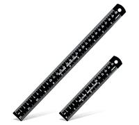 Ouligay 2Pcs 12 Inch 6 Inch Metal Ruler 30cm 15cm Metal Rulers with Centimeters and Inches Straight Ruler for Drawing, Home, Office, Engineering, Easy to Read