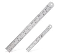 Ouligay 2Pcs 12 Inch 6 Inch Metal Ruler Set Metal Rulers with Centimeters and Inches Stainless Steel Straight Ruler for Drawing, Home, Office, Engineering, Easy to Read