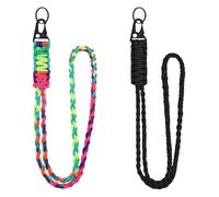 Ouligay 2Pcs Heavy Duty Paracord Lanyard - Braided 550 Keychain Lanyard with Whistle for Keys, ID Card, Badge Holder, Camera, Phone, Outdoor Activities