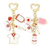 Ouligay 2pcs Nurse Keyring Nursing Gift for Women School Student Nurses Graduation Midwife Paramedic Vet Future Medical Practitioner Female Registered Nurse Appreciation Nurses Day W ifts