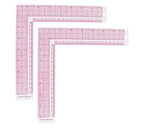 Ouligay 2Pcs Plastic L-Square Shape Ruler French Curve Sewing Measure Sewing Ruler 90 Degree Tailor Drawing Sewing Ruler Professional Tailor Craft Tool Heat Resistant Ruler with Grid Lines