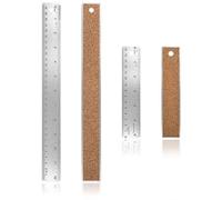 Ouligay 2Pcs Stainless Steel Ruler 30cm 15cm Metal Straight Ruler with Cork Backing Dual Marking Rulers Precision Engineering Rulers for School Office Drawing 15cm 30cm