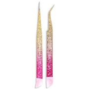 Ouligay 2Pcs Straight & Curved Tip Double Ended Nail Art Tweezers - Stainless Steel Art Rhinestone Picker Pointed Tweezers Kit for Craft, Nail Art & Jewelry Making