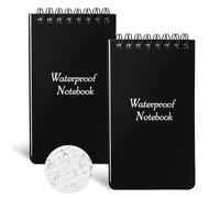 Ouligay 2pcs Waterproof Notepad, Waterproof Notebook, Small Spiral Notebook 3x5, Pocket Size Notebook Can Be Written In the Rain for Outdoor Office School (50 Sheet Per Notepad)