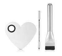 Ouligay 3 Pcs Makeup Mixing Palette, Heart Makeup Palette Tray, Foundation Brush, Foundation Spatula,Makeup Brush Set Make Up Spatula Tool for Women Girl Korean Make up Cosmetic Spatulas Tool