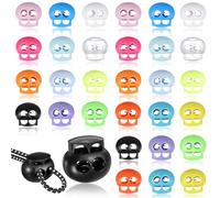 Ouligay 30 PCS Colorful Shoe Lace Tie Locks Plastic Cord Locks for Drawstrings Adjustable Round Cord Stops for Gloves Sweatpant String Paracord Lock Shoe Lace Tie Lock Double Hole Fastener Slider