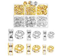 Ouligay 300PCS Spacer Beads for Jewelry Making Spacers for Beaded Pens Rondelle Beads 6mm, 8mm, 10mm Bracelet Spacers in Gold and Silver