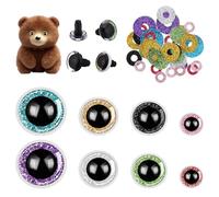Ouligay 36PCS Crochet Eyes Large Safety Eyes for Crochet Toys Crochet Safety Eyes for Amigurumi 3D Glitter Eyes with Washers 12/14/16/18mm for DIY Making of Bear Crafts Toy Doll Crafts