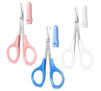 Ouligay 3pcs Small Eyebrow Scissor Set, Eye Brow Scissors Beauty, Professional Stainless Steel Trimming Scissors for Precision Grooming (Blue, Pink, White)