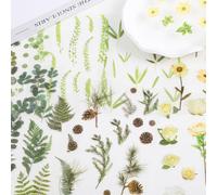 Ouligay 400 Pcs Transparent Plant Stickers, Vintage Floral Stickers for Scrapbooking, Green Waterproof Nature Journaling Sticker for Scrapbooking Supplies Aesthetic Journal Craft