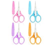 Ouligay 4Pcs Small Portable Stainless Steel Detail Craft Scissors Set with Cap for Paper, Sewing, Crafting, Quilting