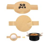 Ouligay 50 PCS Sourdough Sling Parchment Paper for Sourdough Baking Bread Sling for Dutch Oven 7.87 in Round Parchment Paper with Long Handles for Air Fryer, Easy Dough Transfer Non-Stick