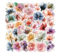 Ouligay 50 Pieces Sparkly Flower Stickers for Scrapbooking, Pet Waterproof Glitter Plant Floral Stickers Flowers for Window, Water Bottles, Laptop, Notebook, Scrapbook, Luggage, Party Favors