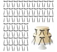 Ouligay 50PCS Black Bows for Cake Bows Cake Toppers Twist Tie Bow for Christmas Tree Decor Gift Wrapping Balloons Party Treat Bags Decorations 5.31x6.5 Inch