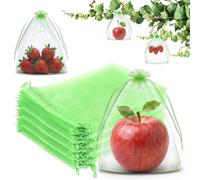 Ouligay 50PCS Fruit Protection Bags with Drawstring 15x20cm Garden Fruit Netting Bag Green Organza Produce Bags, Reusable Mesh Bag for Fruits Trees Strawberry Tomato Vegetable(6 x 8 Inch)
