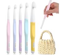 Ouligay 5PCS Plastic Crochet Hooks Large Ergonomic Crochet Hooks Set 8mm 10mm 12mm 15mm 20mm Long Crochet Needles for Chunky Yarn Knitting Blankets Shawl Carpet Scarves Multicolor