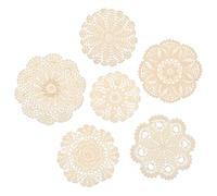 Ouligay 6 PCS 6 Inch Lace Doilies for Table White Vintage Crochet Doilies for Tables Lace Coasters Rustic Handmade Round Placemats for Kitchen Dining Room Christmas Winter Wedding Cup Vase Decoration