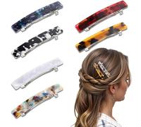 Ouligay 6 PCS French Hair Clips, 7.5cm/3" Acetate Barrettes, Vintage Tortoise Shell Hairpins, Thin Fine Flat Hair Accessories for Women Girls