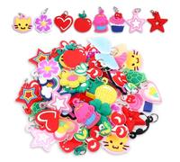 Ouligay 60 Pcs Rubber Loom Band Charm,Silicone Charms for Bracelets,Band Bracelets Charms for Bracelet Making Pendant Bracelet Making DIY Handmade Materials(Multiple Styles)