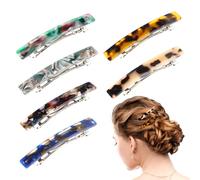 Ouligay 6PCS Small French Hair Barrettes for Women Thick Fine Hair, Tortoise Hair Clips for Women, Tortoise Shell Hair Clip, 3 Inch No Slip Acetate Spring Clips