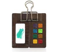 Ouligay 8 Grid Mini Portable Watercolor Palette With A Clip, Wooden Colour Mini Paint Palette, Sketchbook Palette for Water Color, Gouache, Acrylic Paint, Gift for Painters and Artists