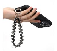 Ouligay Beaded Phone Wrist Strap, Phone Charm Wrist Strap Cute Camera Strap Cellphone Lanyard Chain, Sparkling Wristlet Bracelet for Women, Black Crystal Keychain
