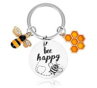 Ouligay Bee Keychain Bee Themed Gifts Honey Cute Purse Charms Key Chains Women Inspirational Keyring Gifts Bumble Key Rings for Men Women Kids Cute Bees Accessories for Bag Purse Wallet Backpack