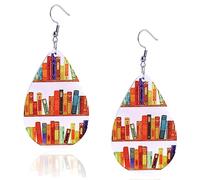Ouligay Book Earrings for Book Lovers Librarian Earrings Vintage Bookshelf Earrings Acrylic Dangle Earrings Library Bookcase Earrings Birthday Valentine Gifts for Women Girls