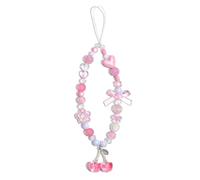 Ouligay Cherry Phone Charm Strap Cute Camera Charm Strap Beaded Camera Strap Wrist Pink Phone Chain for Bag Case Bags Pendants Decor Chains Valentine's Day Gifts for Woman Girls