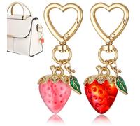 Ouligay Cute Strawberry Keychain, Kawaii Bag Charms Heart Flower Daisy Key Chains Purse Keychain Accessories for Women, Girls