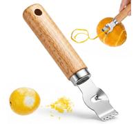 Ouligay Lemon Zester Tool, Citrus Zester with Wood Handle, Channel Knife, Lemon Peeler, Stainless Steel Bar Tools for Bartender Cocktail Garnish Citrus Lemon, Bar Accessories for Kitchen Bar
