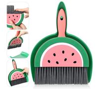 Ouligay Portable Small Broom and Dustpan Set with Durable Brush,Cute Mini Dustpan and Brush Sets, Lightweight Dust Pan and Broom Set for Desktop Small Space Cleaning(Watermelon)