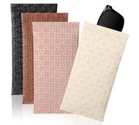 Ouligay Soft Eyeglass Cases 4 Pvc Glasses Pouch for Women Men Kids Protective Case Squeeze Top Bag Portable Slip in Eye Glass Case Slim Sunglasses Storage(Almond Khaki, Caramel,Black, Coffee)