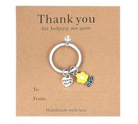 Ouligay Teacher Appreciation End Of Year Teacher Gifts Thank You for Helping Me Grow Yellow Flower Keychain Cute Key Chain Gift for Thanksgiving Day Christmas Easter