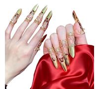 Ouliget Adjustable Fingernails,Middle Ages Court Style Queen Fingernail, Reusable Detachable Women Gift Ring Set,Cosplay Costume Drama Dance Show,10 Pieces